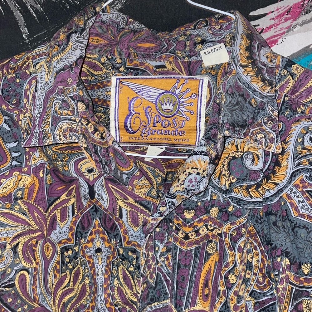 Paisley pattern long sleeve button up shirt